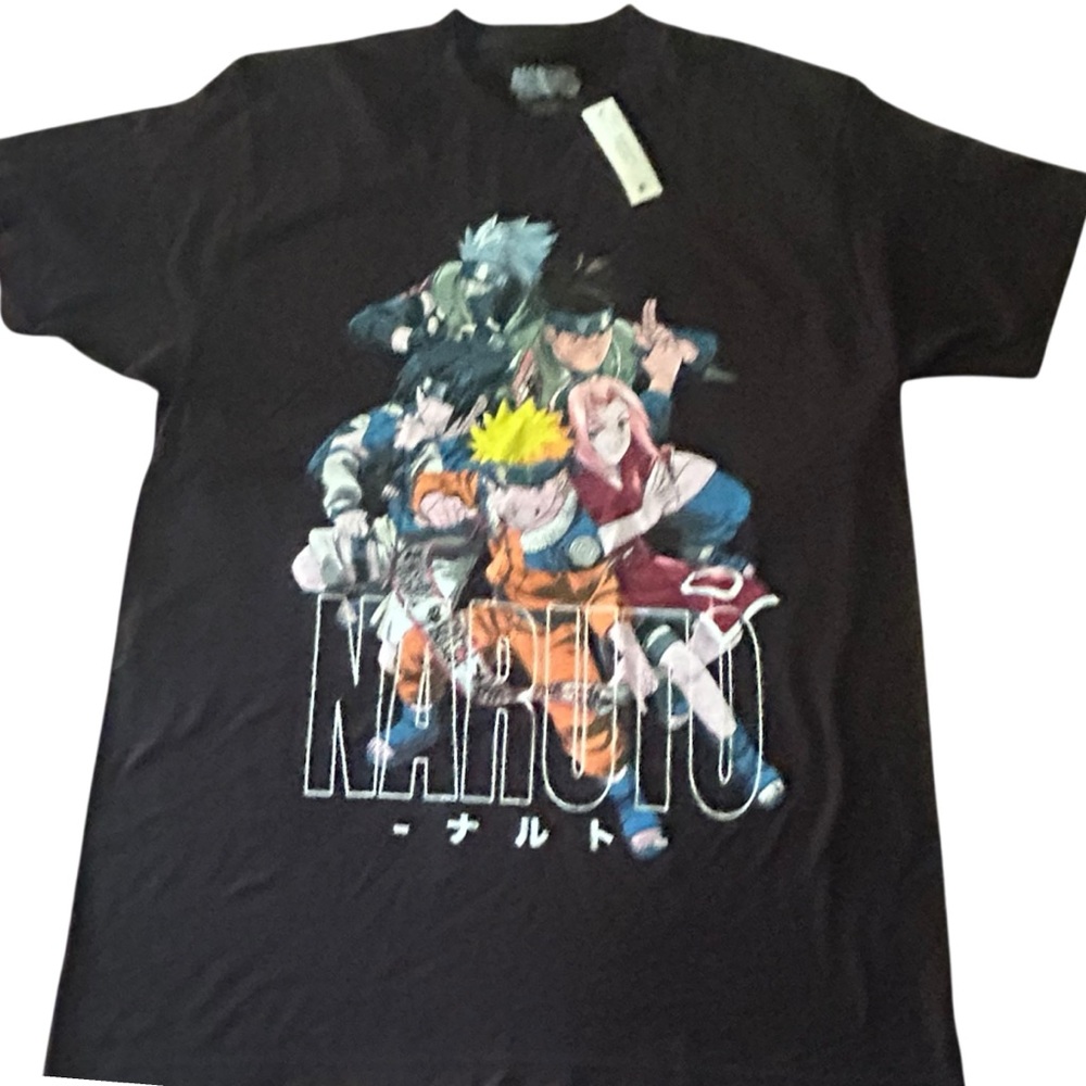Naruto Shippuden T-Shirt Black Anime Manga Graphic‎ Tee Kakashi Sakura Sasuke